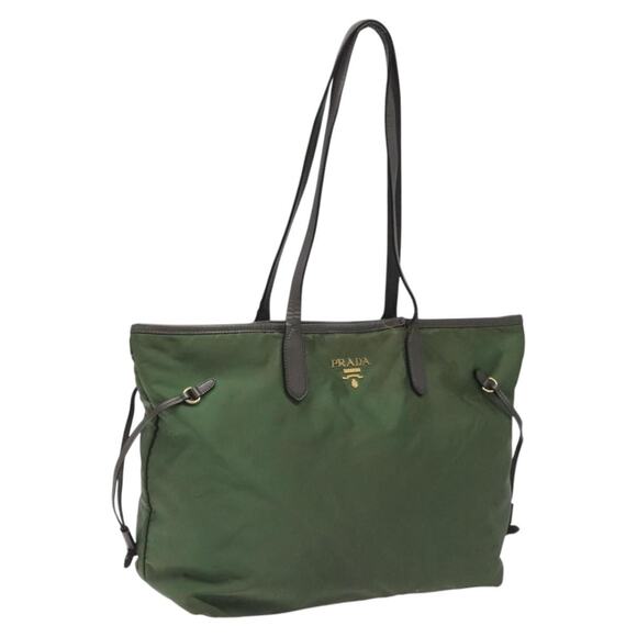 PRADA Tote Bag Nylon Khaki Gold - Picture 1 of 12